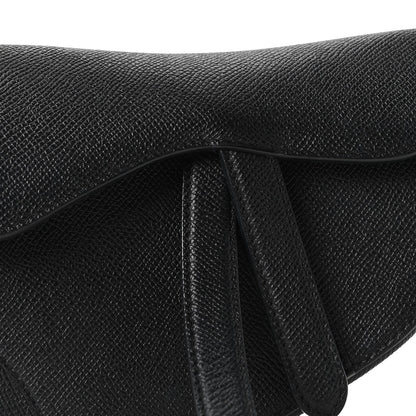 Grained Calfskin Mini Saddle Bag Black