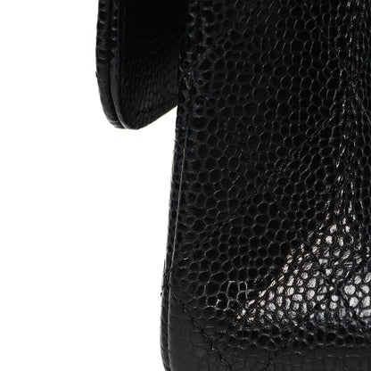 Caviar Quilted Medium Double Flap Black