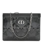 Calfskin Macrocannage Diamond Caro Zipped Pouch With Chain Black