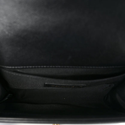 Calfskin Quilted Small Boy Flap Black