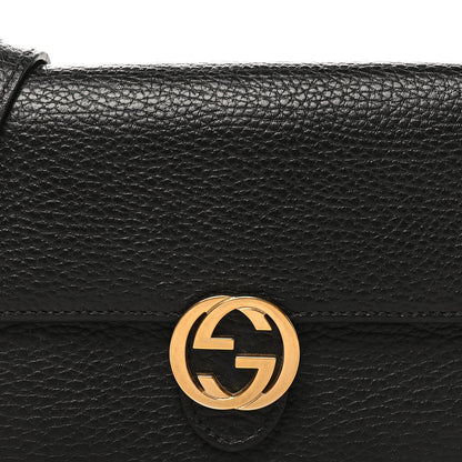 Dollar Calfskin Interlocking G Chain Wallet Black
