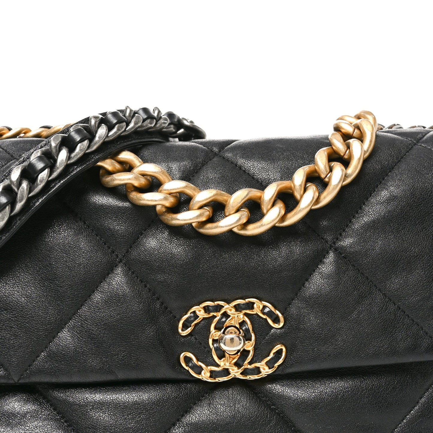 Goatskin Quilted Large Chanel 19 Flap Black