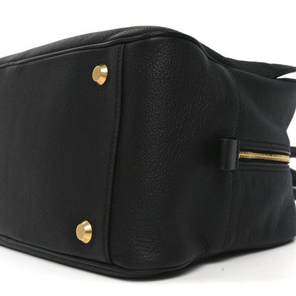 Grained Calfskin Medium Carrie Bowling Bag Black