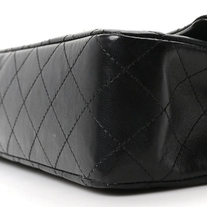 Lambskin Quilted Medium Double Flap Black