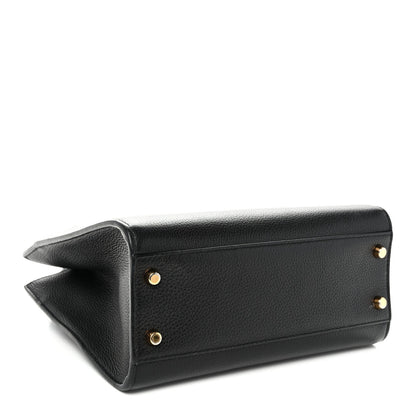 Grainy Calfskin Virtus Top Handle Tote Black