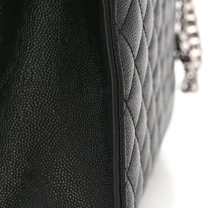 Grain De Poudre Textured Mixed Matelasse Triquilt Medium Monogram Satchel Black