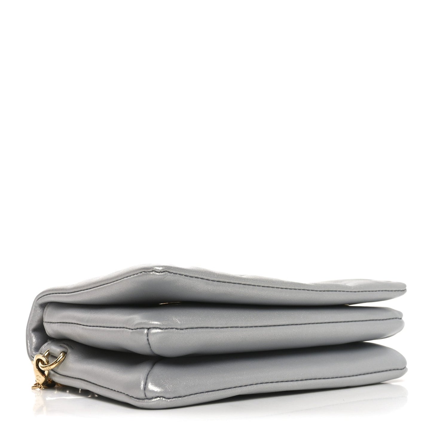 Metallic Lambskin Embossed Monogram Pochette Coussin Silver