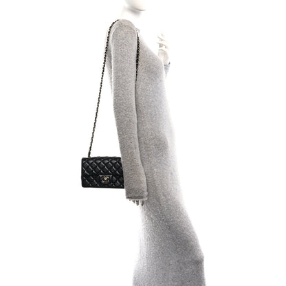 Lambskin Quilted Mini Rectangular Flap Black