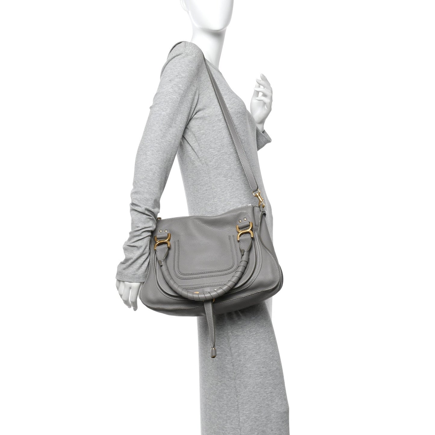 Calfskin Medium Marcie Satchel Cashmere Grey