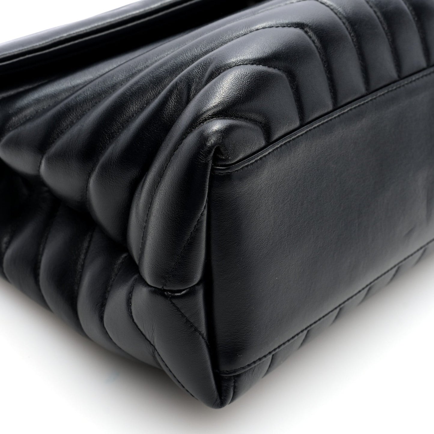 Calfskin Y Quilted Monogram Monochrome Medium Loulou Chain Satchel Black