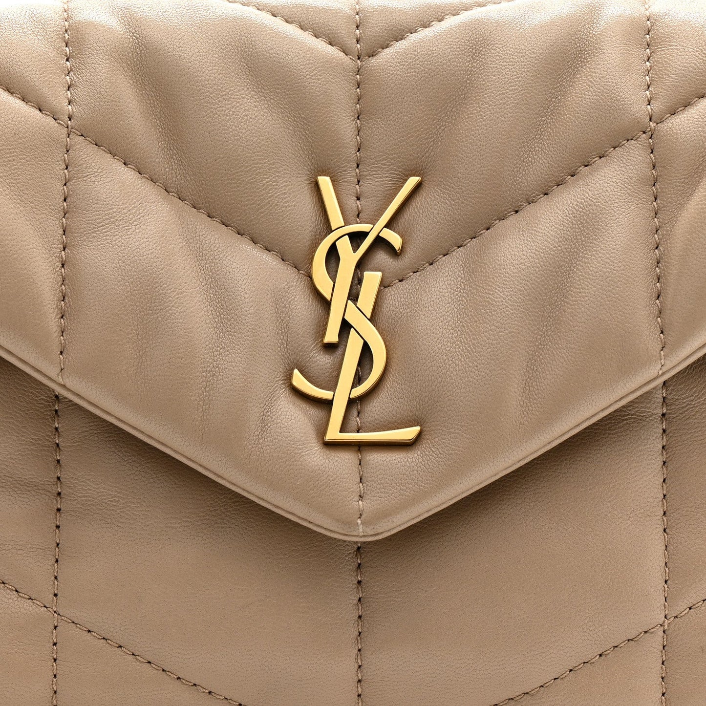Lambskin Quilted Toy Loulou Puffer Monogram Chain Satchel Dark Beige
