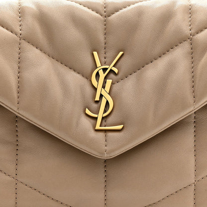 Lambskin Quilted Toy Loulou Puffer Monogram Chain Satchel Dark Beige