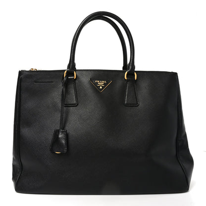 Saffiano Lux Large Galleria Double Zip Tote Black