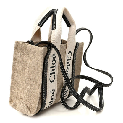 Cotton Calfskin Mini Woody Ribbon Tote White Navy