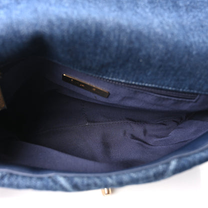 Denim Quilted Medium Chanel 19 Flap Blue