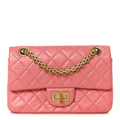 Aged Calfskin Quilted 2.55 Reissue Mini Flap Pink