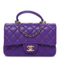 Lambskin Quilted Mini Top Handle Rectangular Flap Dark Purple