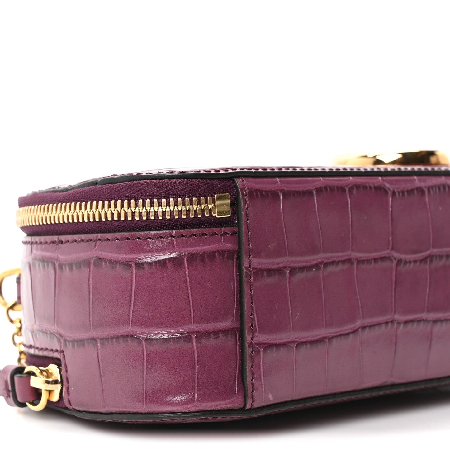 Calfskin Crocodile Embossed Mini C Vanity Bag Crushed Violet