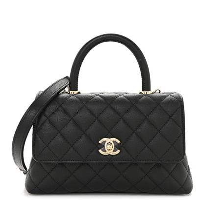 Caviar Quilted Mini Coco Handle Flap Black