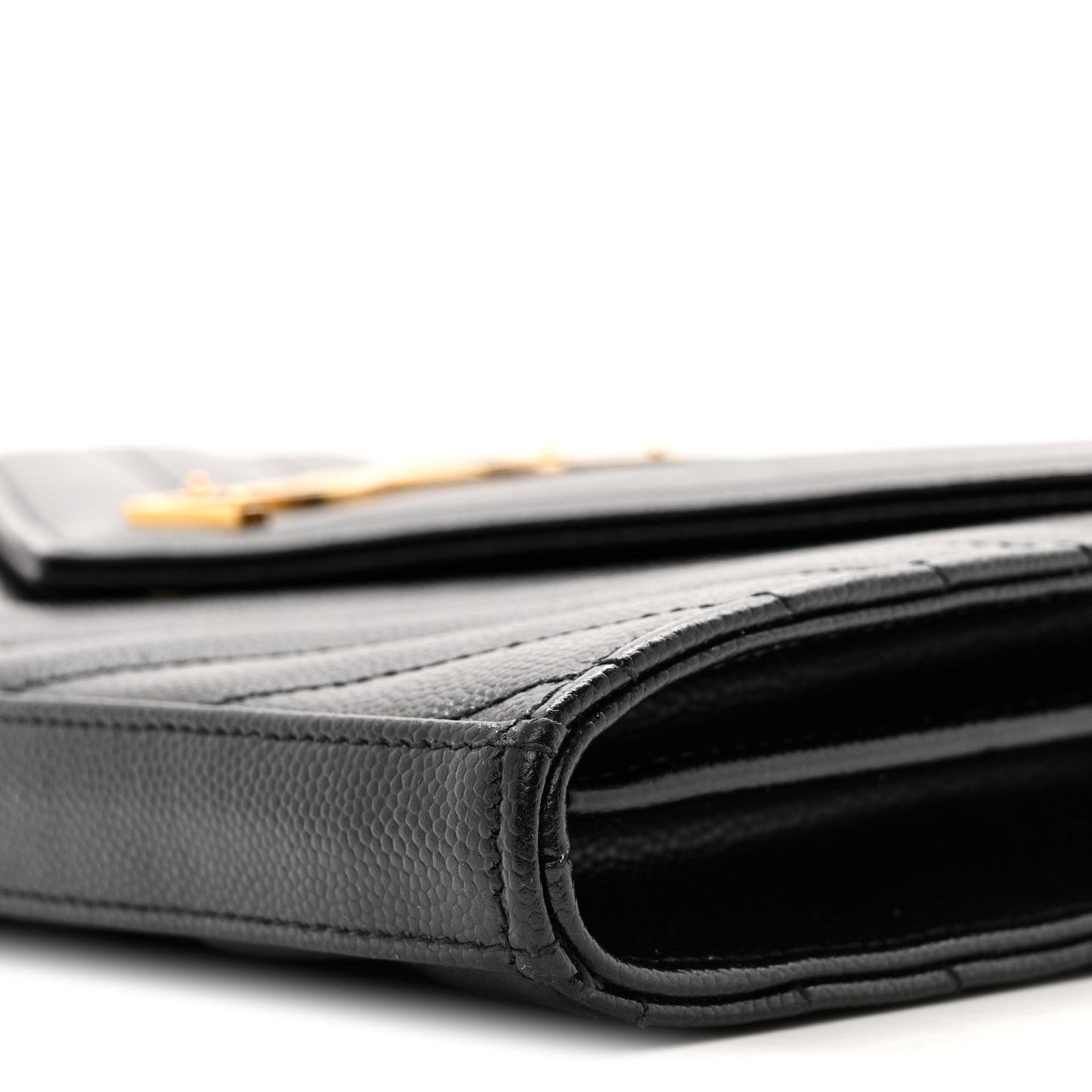 Grain De Poudre Matelasse Chevron Monogram Chain Wallet Black