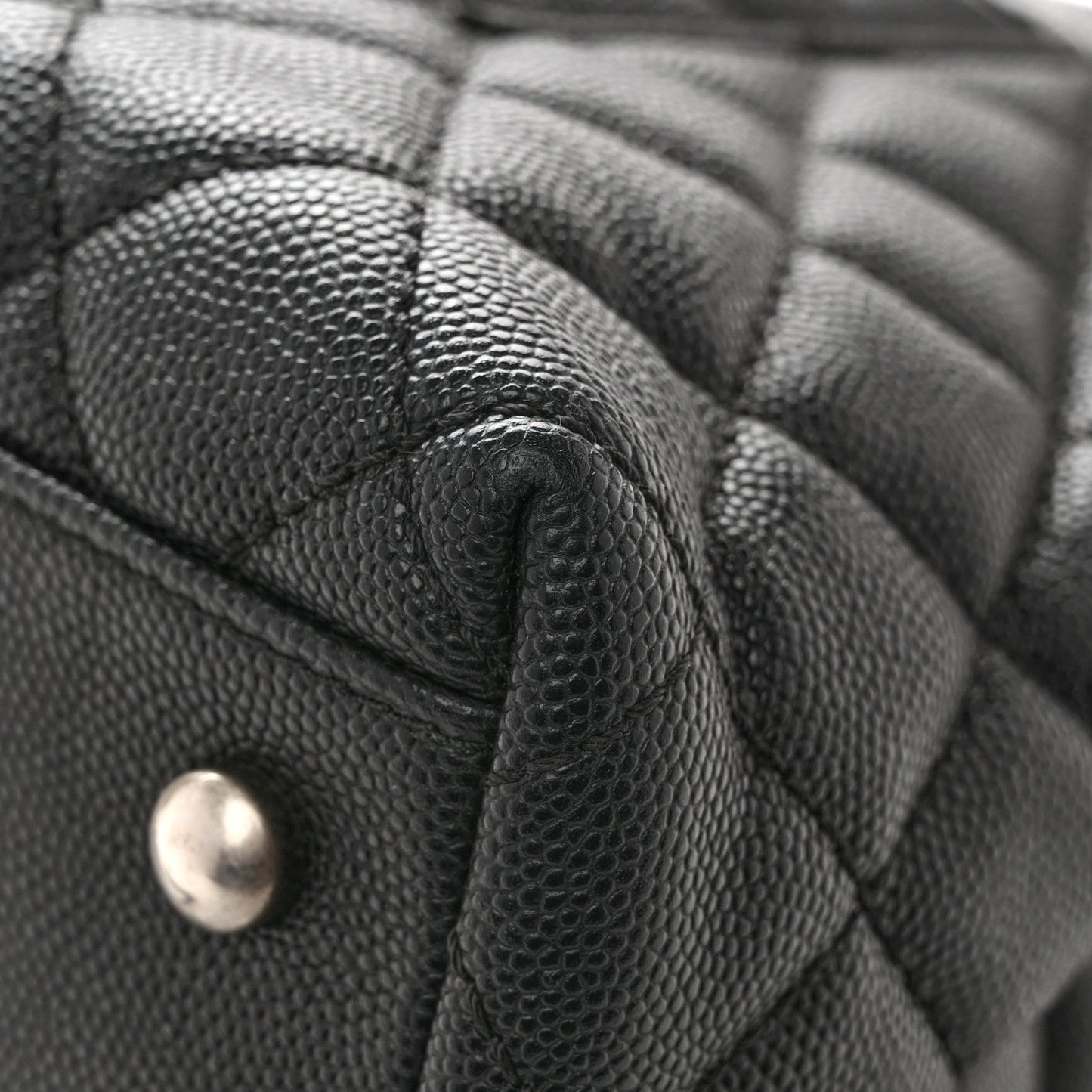 Caviar Lizard Embossed Quilted Small Coco Handle Flap Black