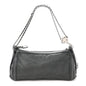 Calfskin Perforated Pulley Shoulder Bag Black