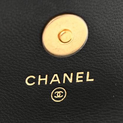 Lambskin Quilted Pearl Crush Flap With Chain Black