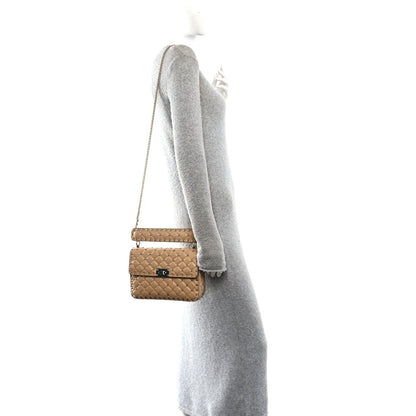 Nappa Medium Rockstud Spike Shoulder Bag Soft Noisette