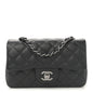 Iridescent Caviar Quilted Mini Rectangular Flap Black