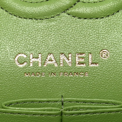 Caviar Quilted Small Double Flap Green