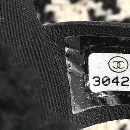 Shearling Tweed Jumbo Single Flap Black White