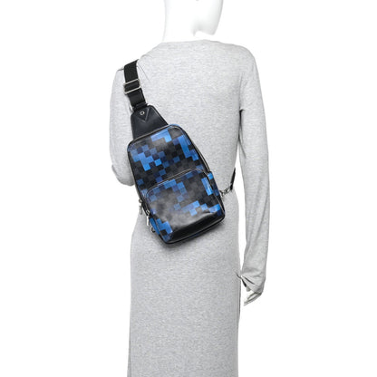 Damier Graphite Pixel Avenue Sling Backpack Blue