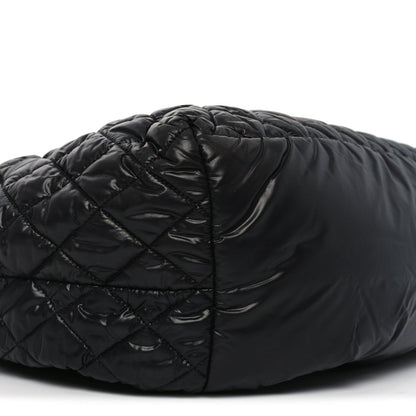 Nylon Quilted Large Coco Cocoon Tote Black