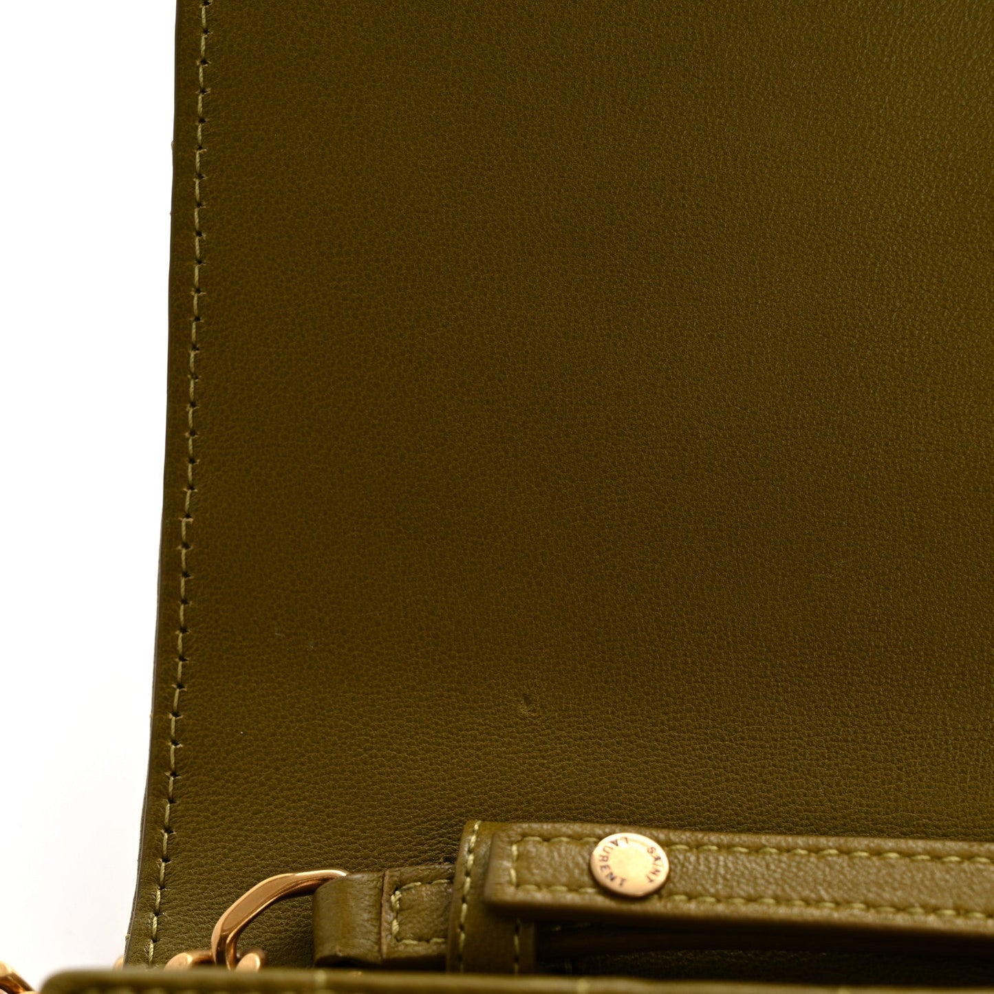Lambskin Carre Quilted Cassandre Chain Wallet Olive Drab
