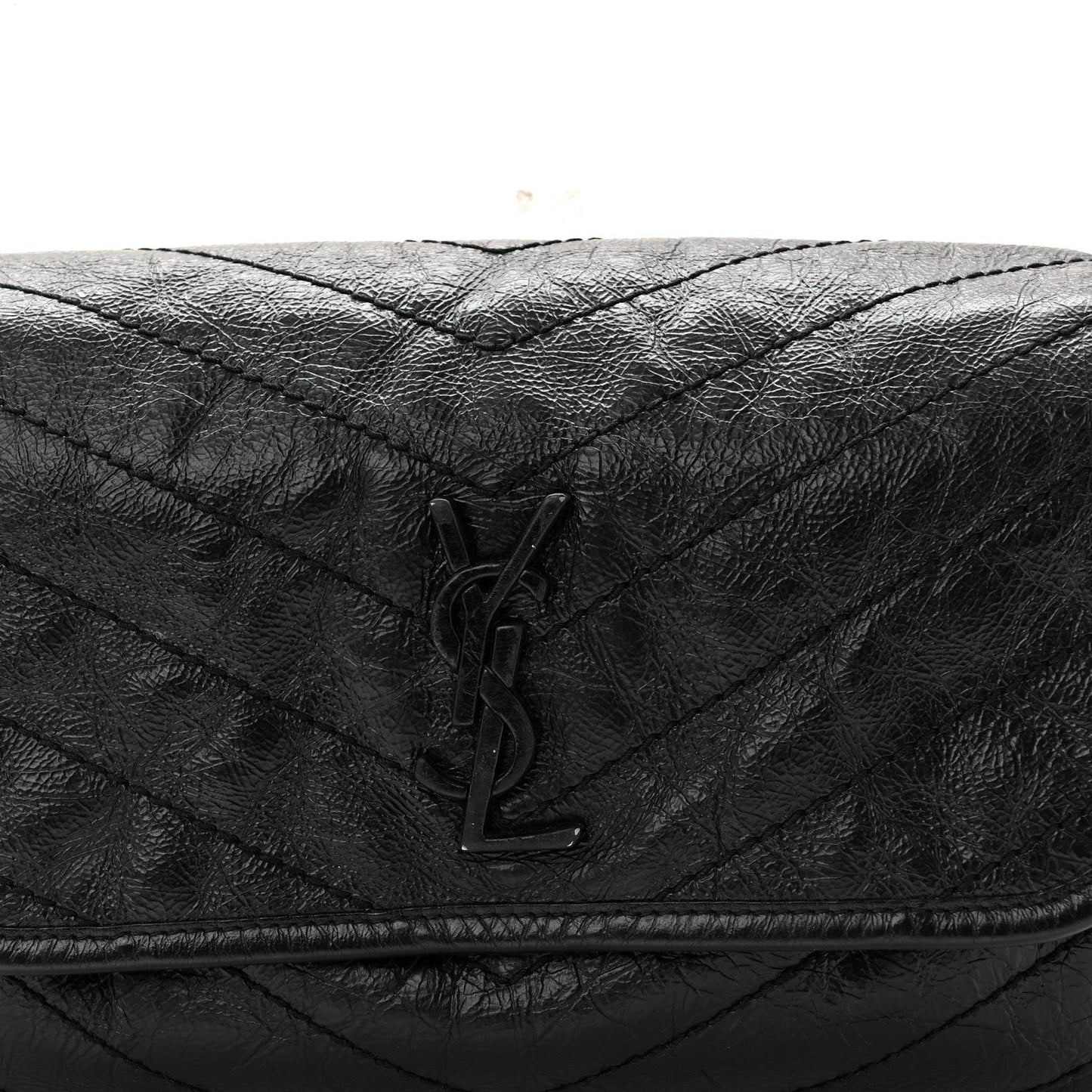 Crinkled Calfskin Matelasse Monogram Niki Body Bag Black