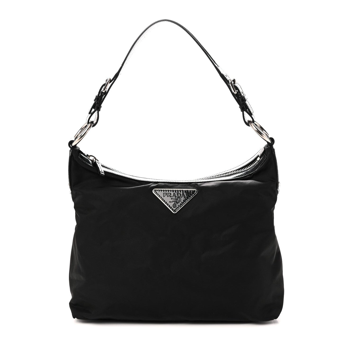 Tessuto Nylon Zip Hobo Black