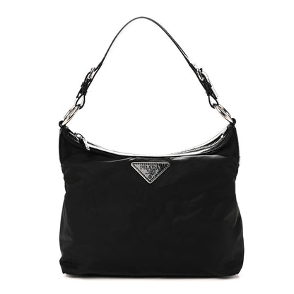 Tessuto Nylon Zip Hobo Black