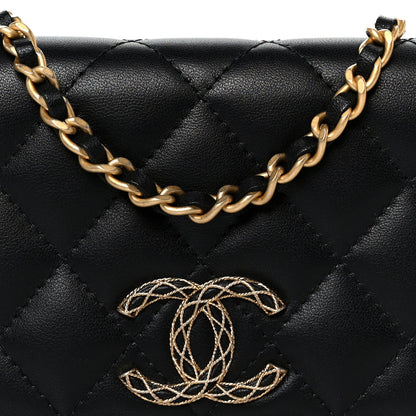 Lambskin Quilted Mini CC Flap Black