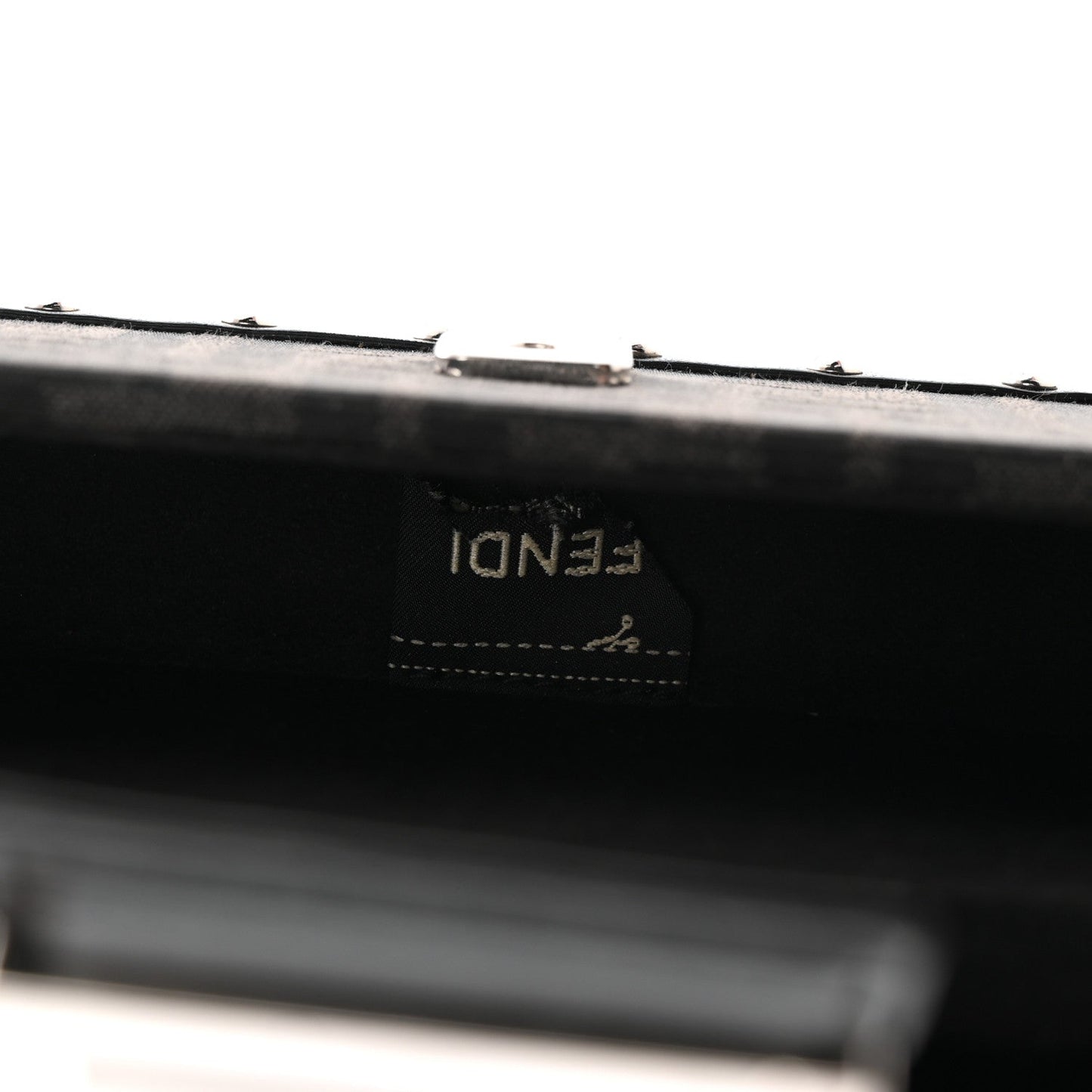 Recycled Fabric Jacquard Vitello Astro FF 1974 Mini Baguette Trunk Asfalto Black