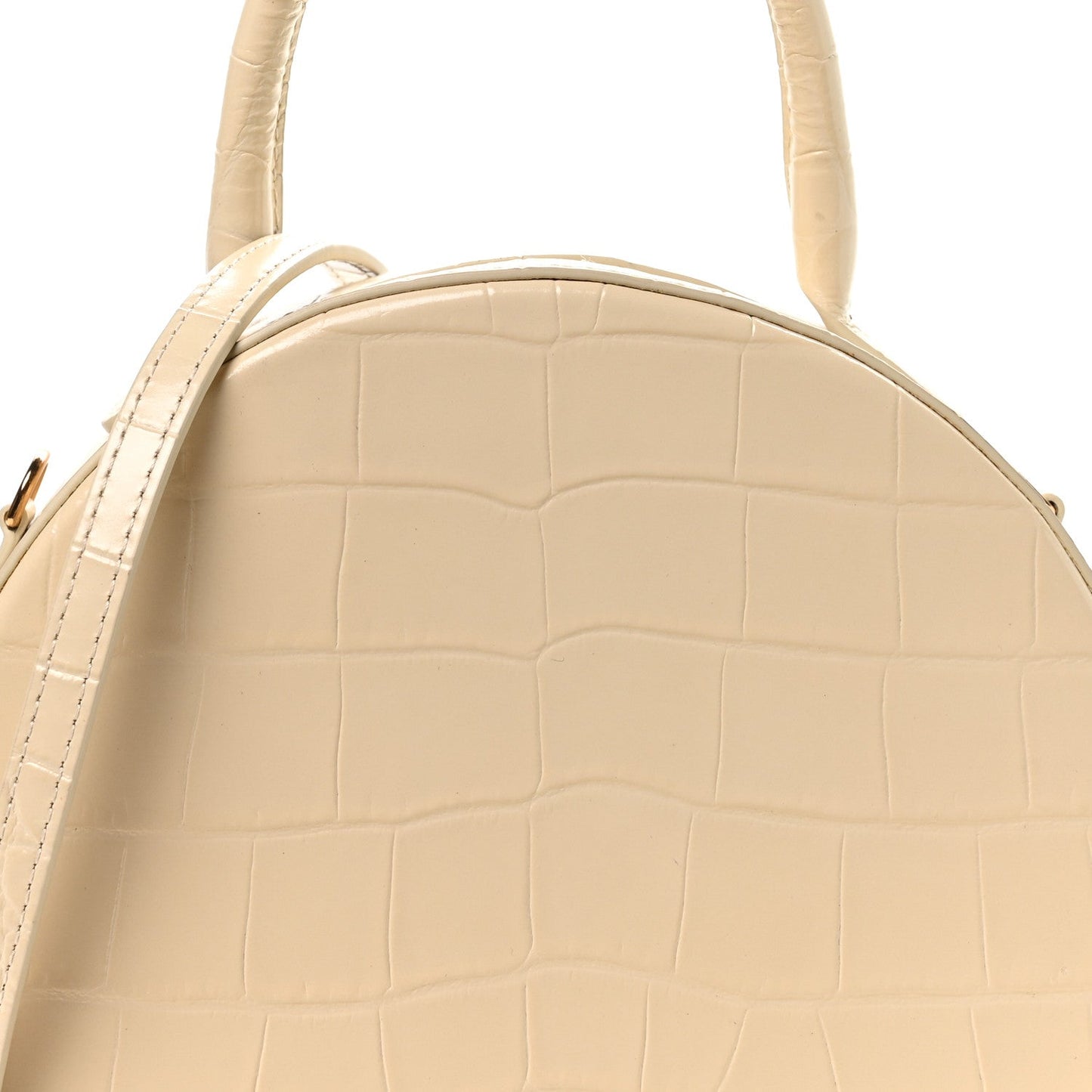 Calfskin Crocodile Embossed Circle Crossbody Bag Dune