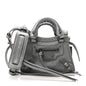 Metallic Grained Calfskin Neo Classic Hardware Super Nano City Crossbody Silver
