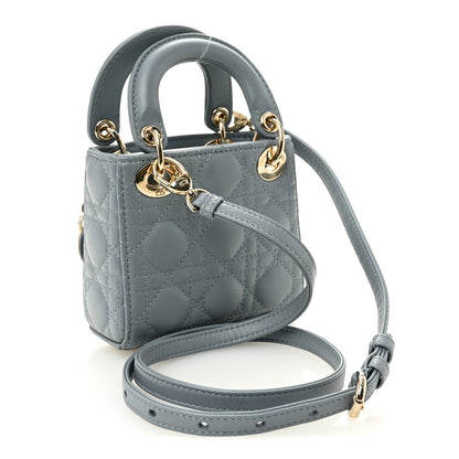 Lambskin Cannage Micro Lady Dior Cloud Blue