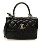 Lambskin Quilted Small Trendy CC Dual Handle Flap Bag Black