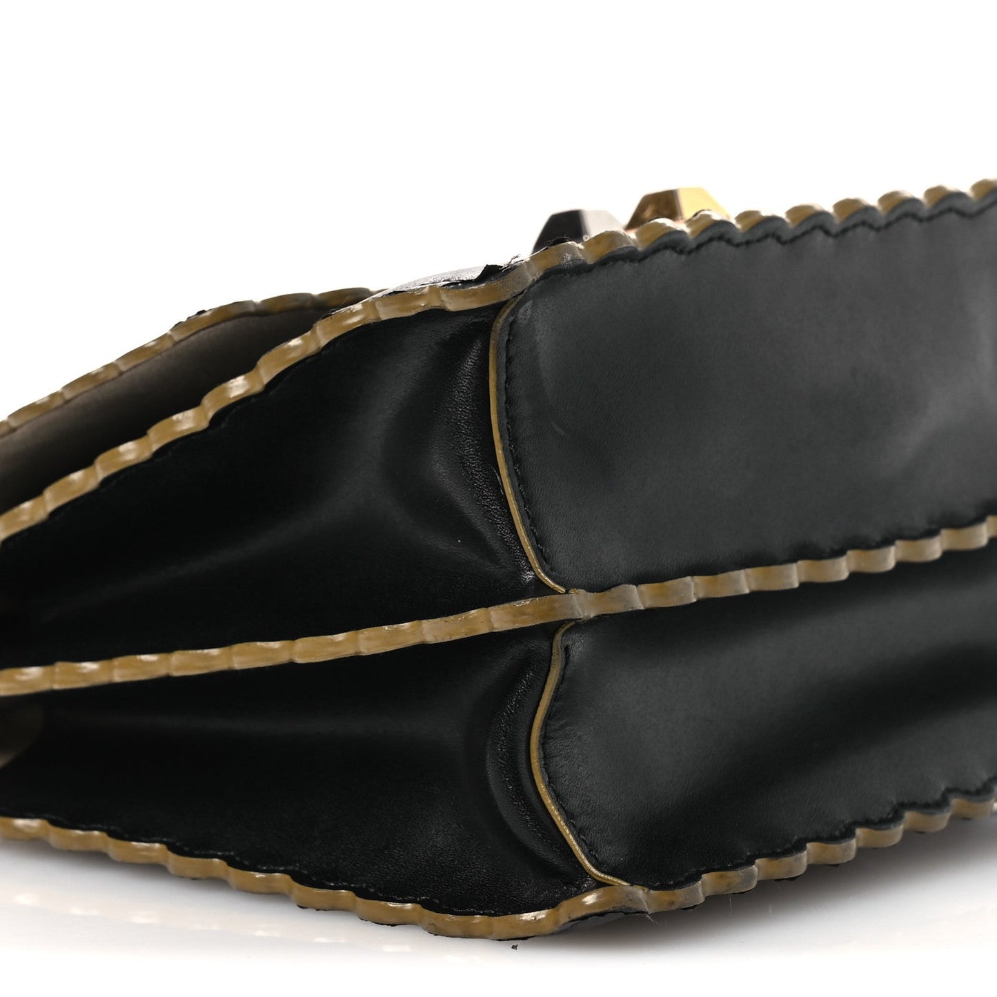Vitello Liberty Scalloped Studded Small Kan I Shoulder Bag Black