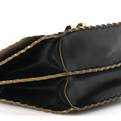 Vitello Liberty Scalloped Studded Small Kan I Shoulder Bag Black