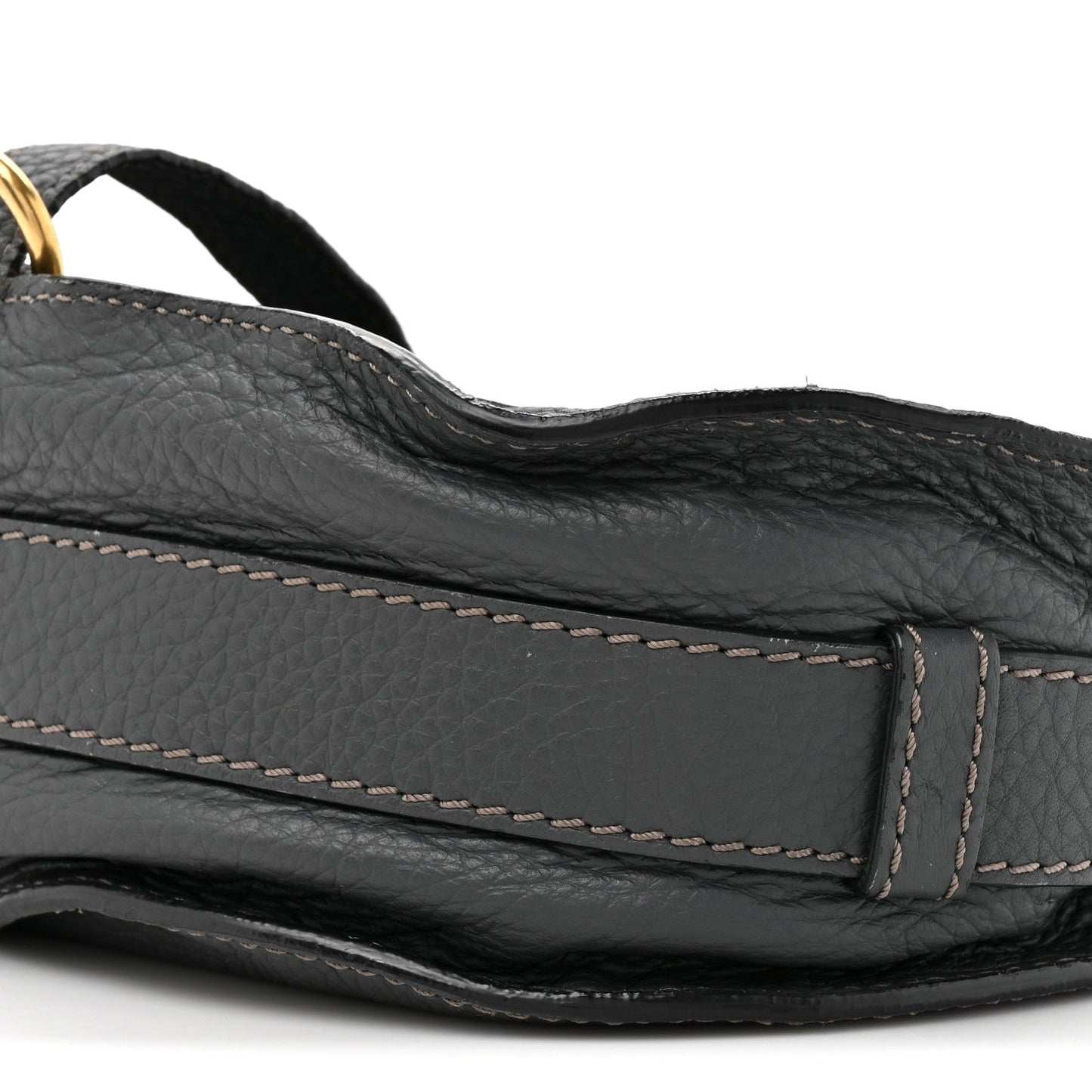 Grained Calfskin Medium Marcie Saddle Bag Iron Grey
