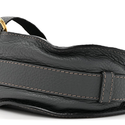 Grained Calfskin Medium Marcie Saddle Bag Iron Grey