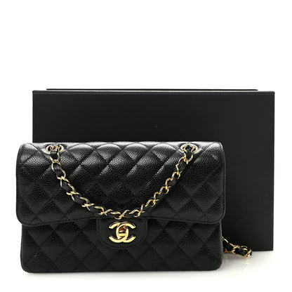 Caviar Quilted Small Double Flap Black