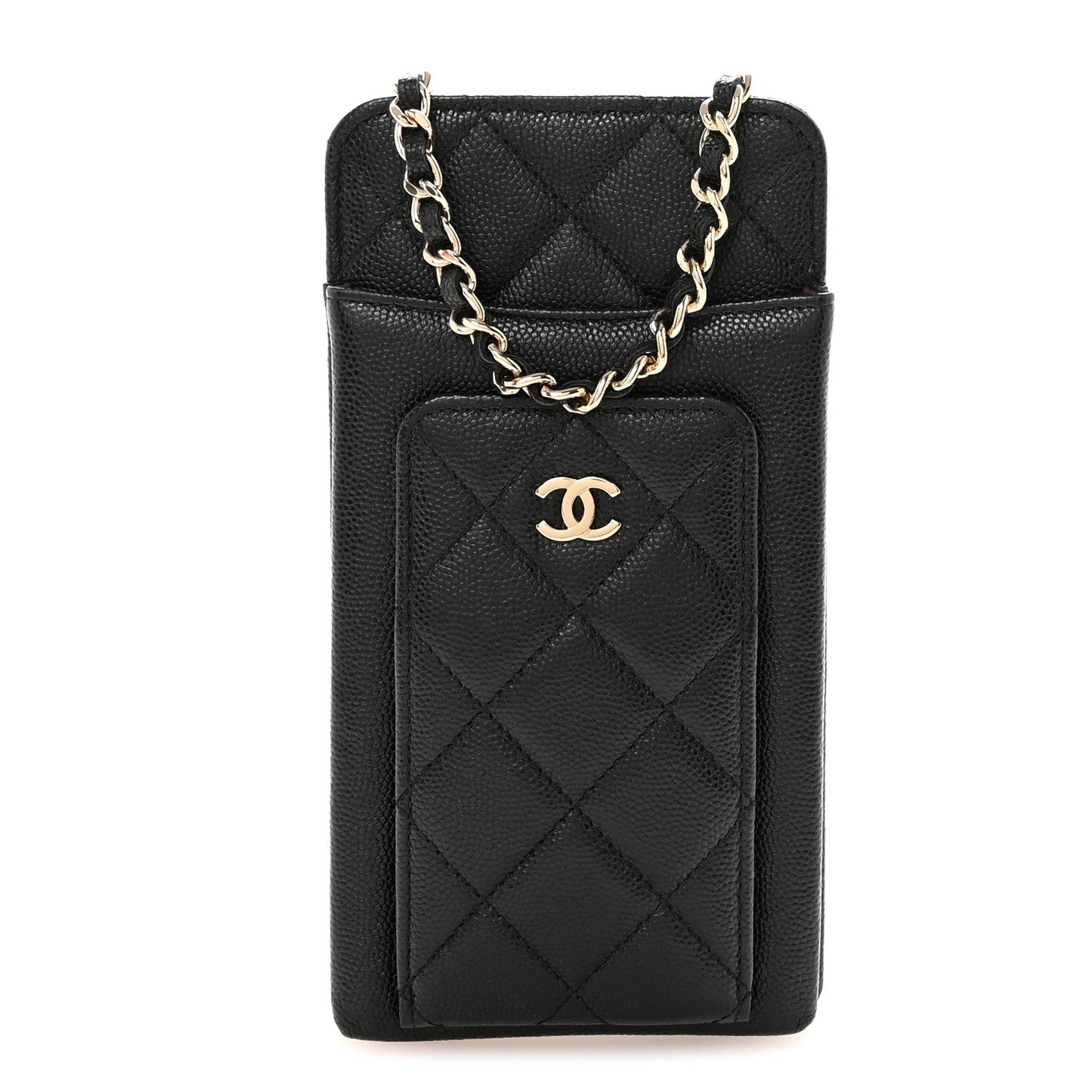Caviar Quilted Zip Phone Case Black