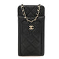 Caviar Quilted Zip Phone Case Black